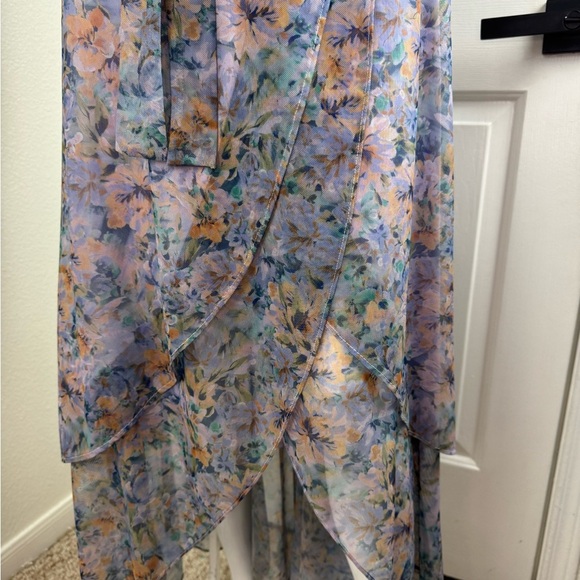 Laundry by Shelli Segal Long Sleeve Floral Mesh Wrap Dress Size 4. D20 - Picture 8 of 17